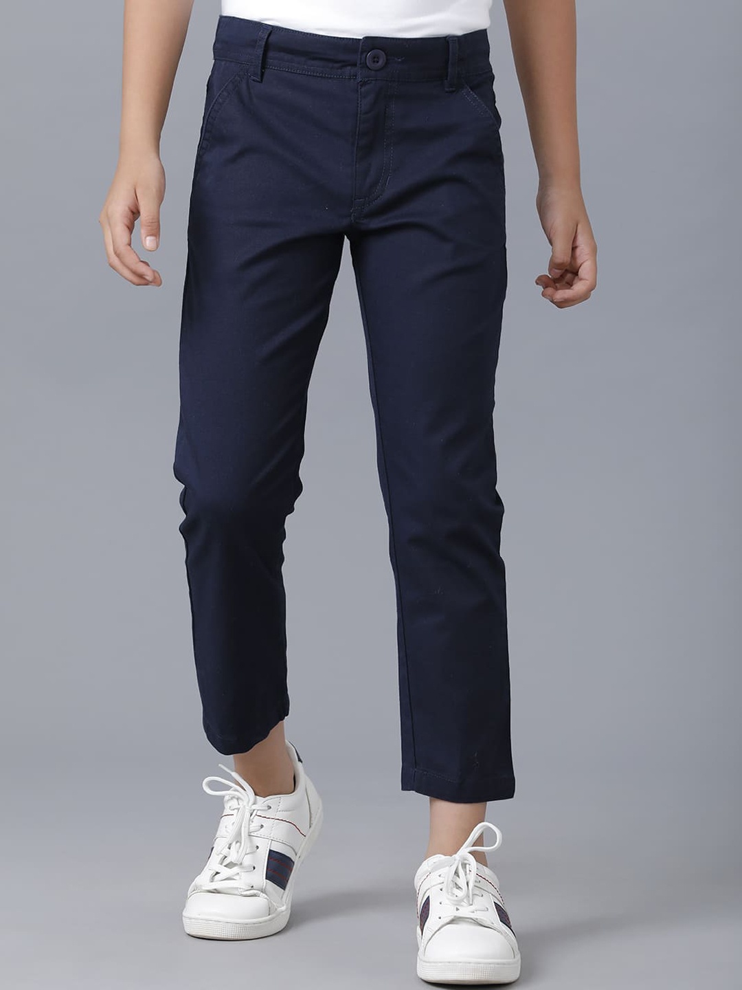 

UNDER FOURTEEN ONLY Boys Navy Blue Slim Fit Chinos