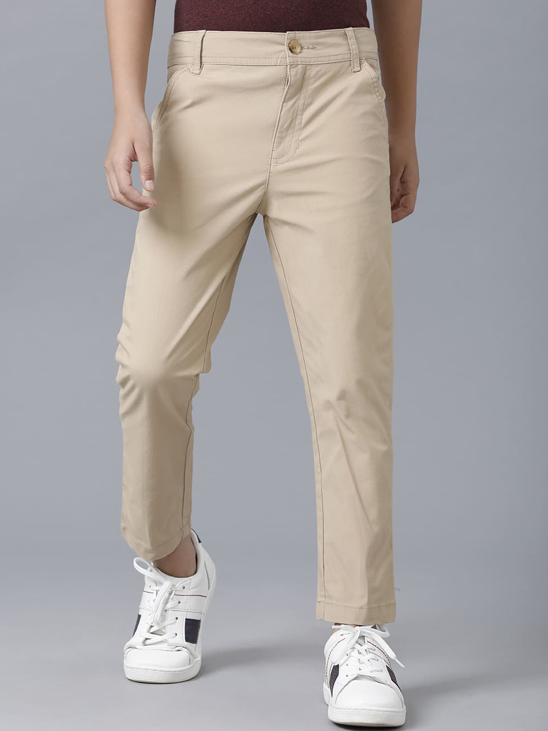 

UNDER FOURTEEN ONLY Boys Beige Slim Fit Chinos