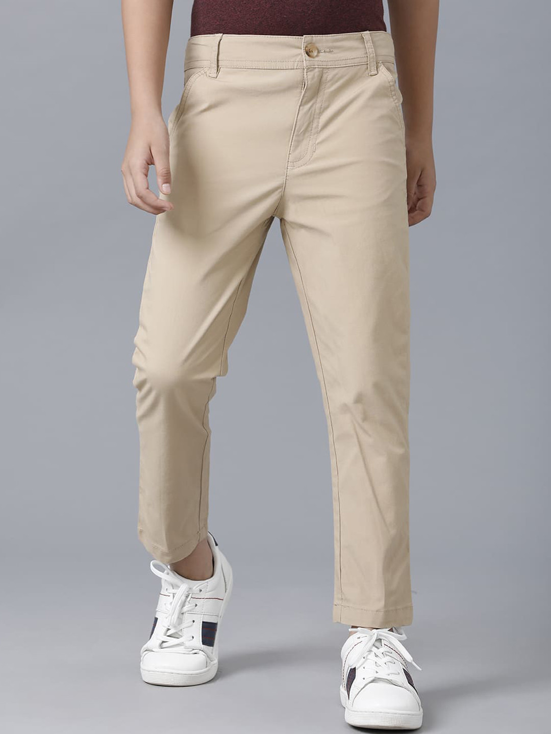 

UNDER FOURTEEN ONLY Boys Beige Slim Fit Chinos