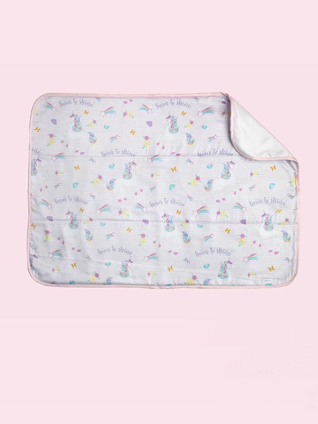 

Fancy Fluff Girls Printed Organic Cotton Mattress Protector, Pink