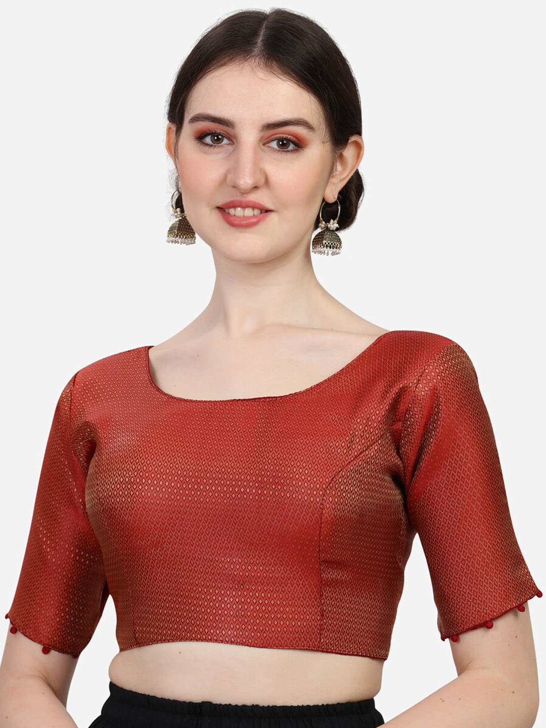 

Fab Viva Women Woven Design Jacquard Saree Blouse, Maroon