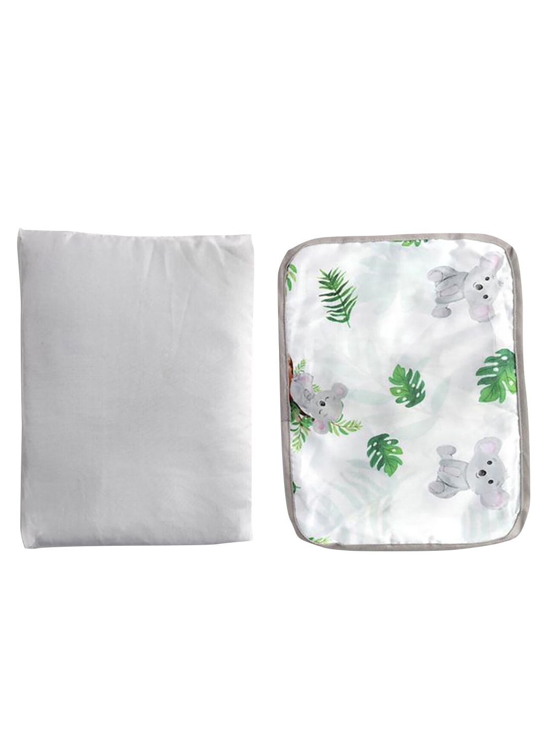 

Fancy Fluff Kids White & Green Printed Organic Cotton Pillow