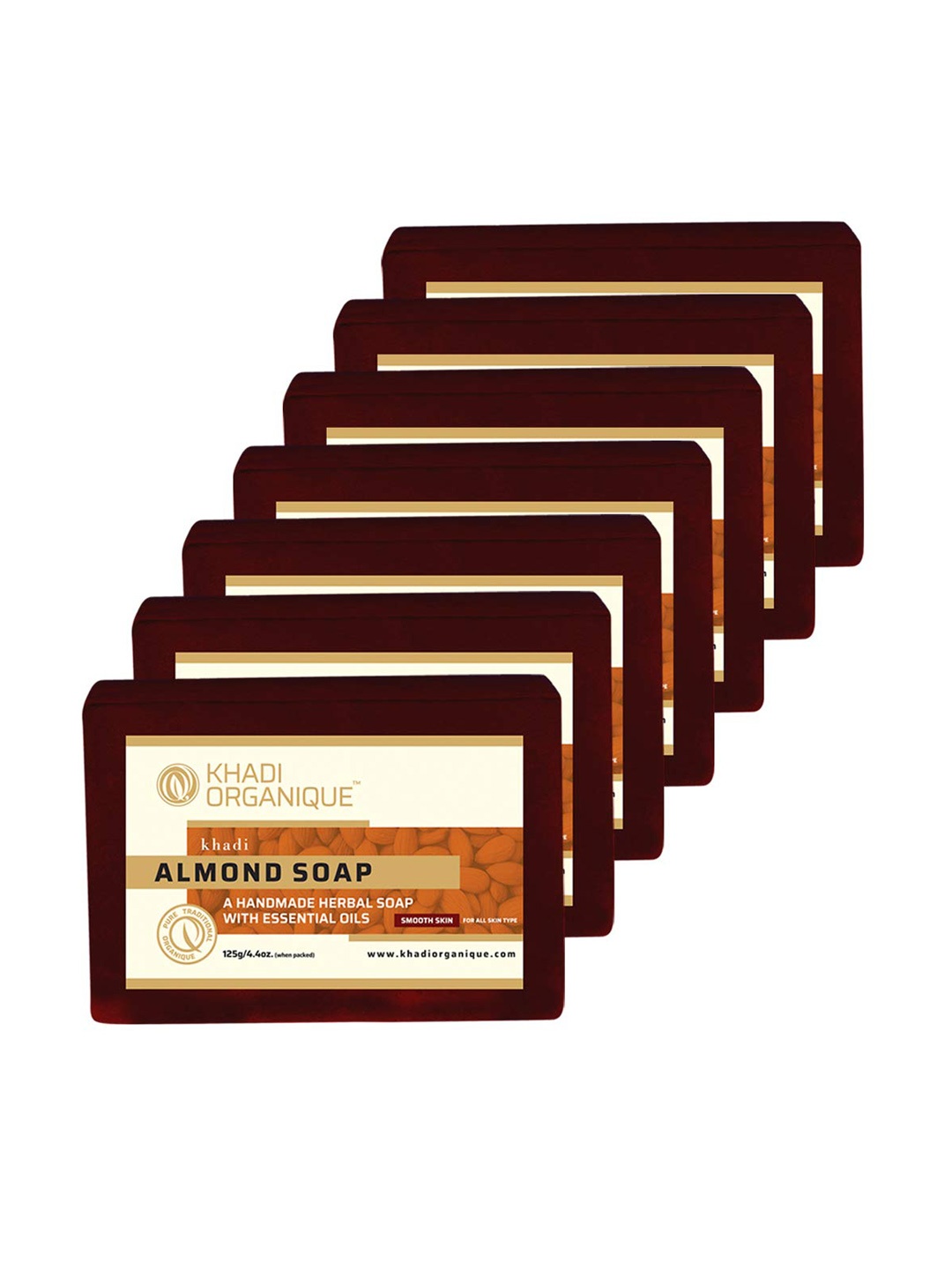 

Khadi Organique Set of 7 Almond Handmade Soap with Essential Oils 125 g (Each), Brown