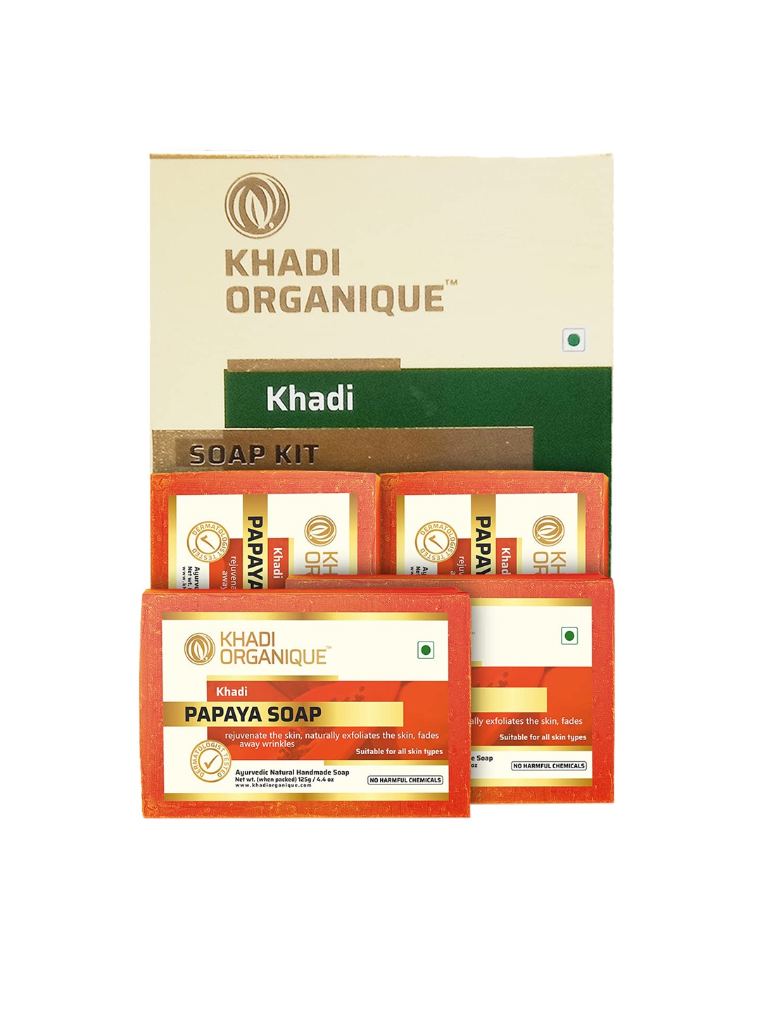 

Khadi Organique Set Of 4 Papaya Soap, Transparent