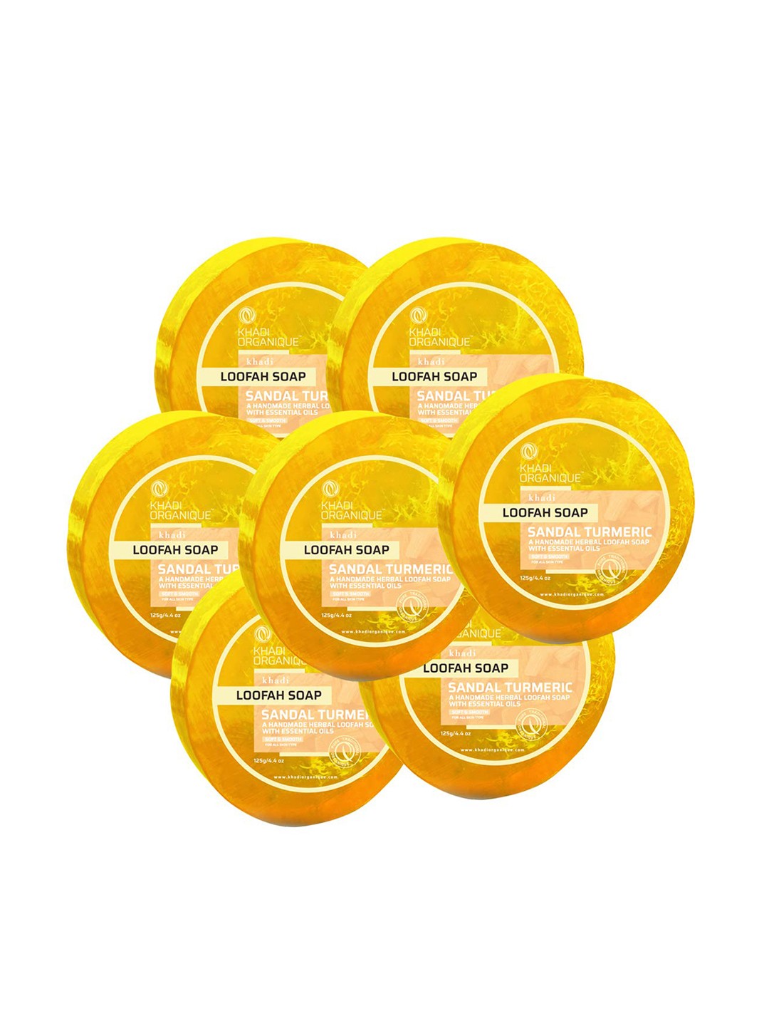 

Khadi Organique Set Of 7 Sandal Turmeric Loofah, Transparent