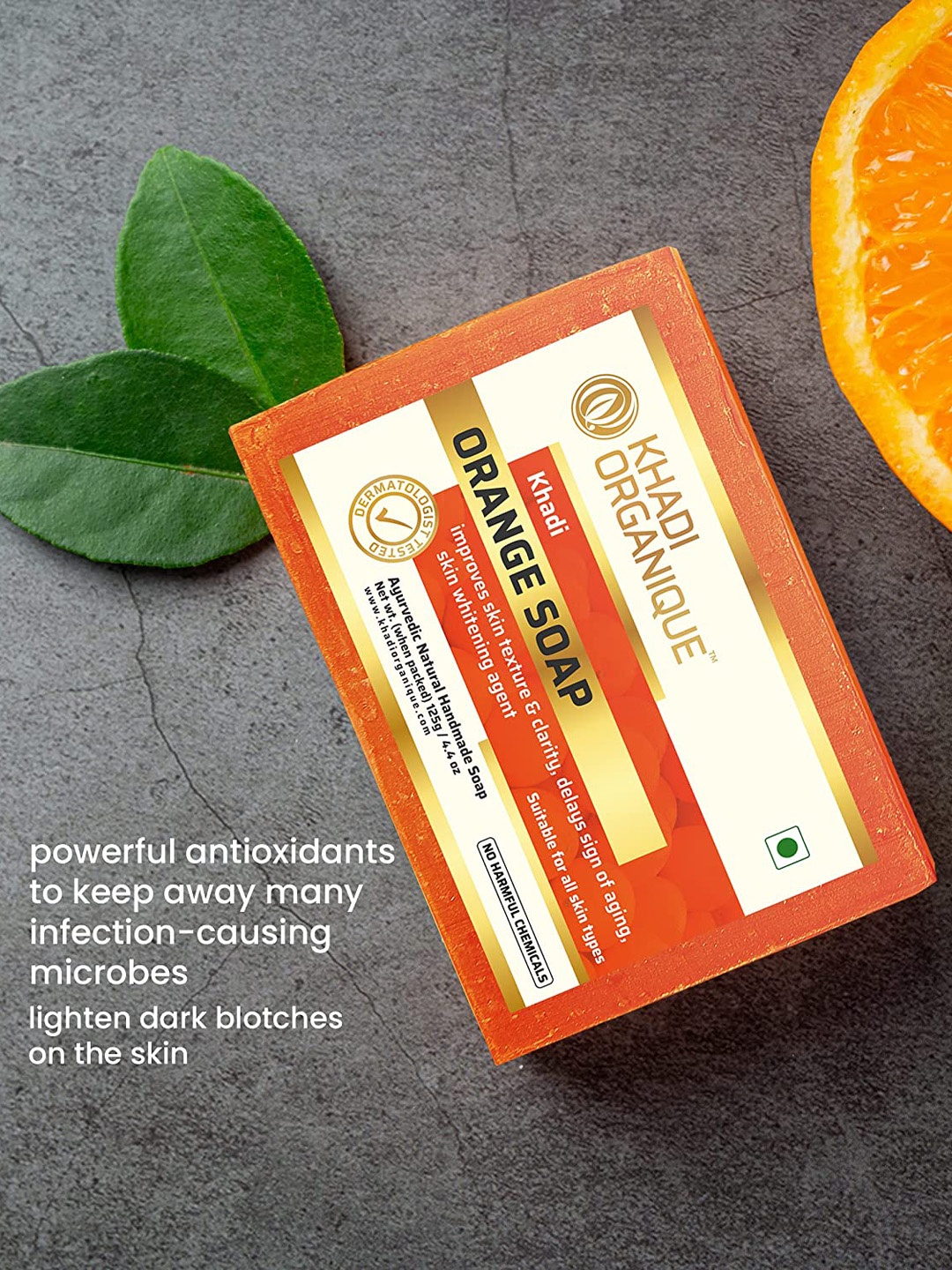 

Khadi Organique Set Of 5 Orange Handmade Soap 125g Each