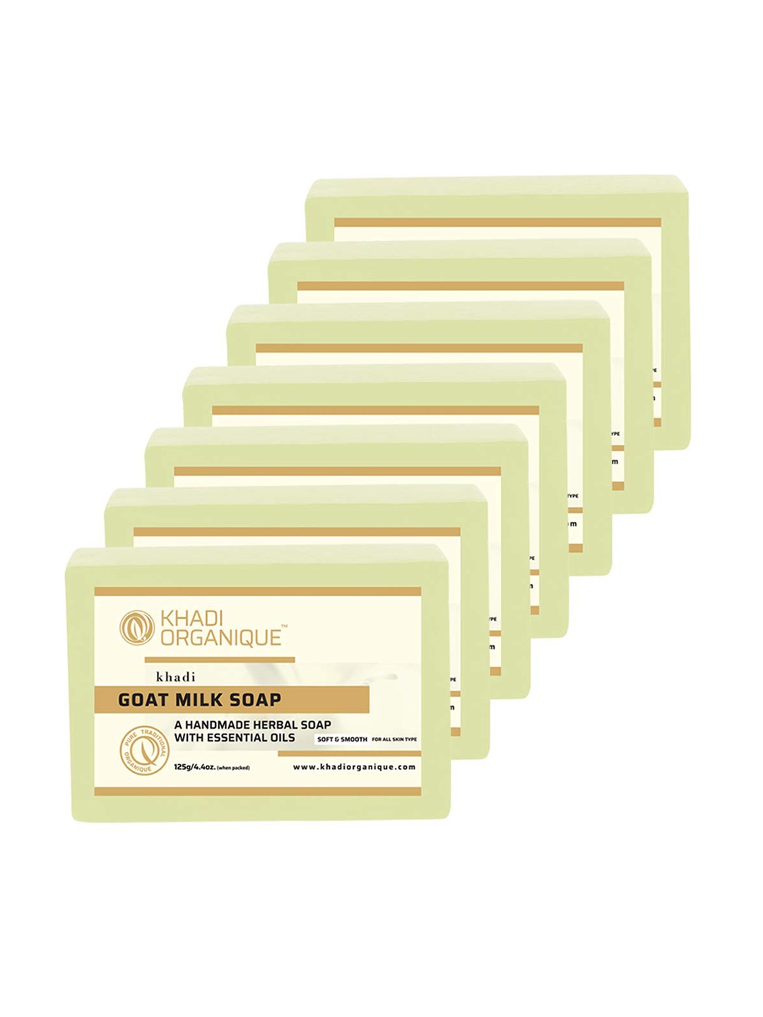 

Khadi Organique Set of 7 Goat Milk Handmade Soap with Essential Oils 125 g (Each), Off white