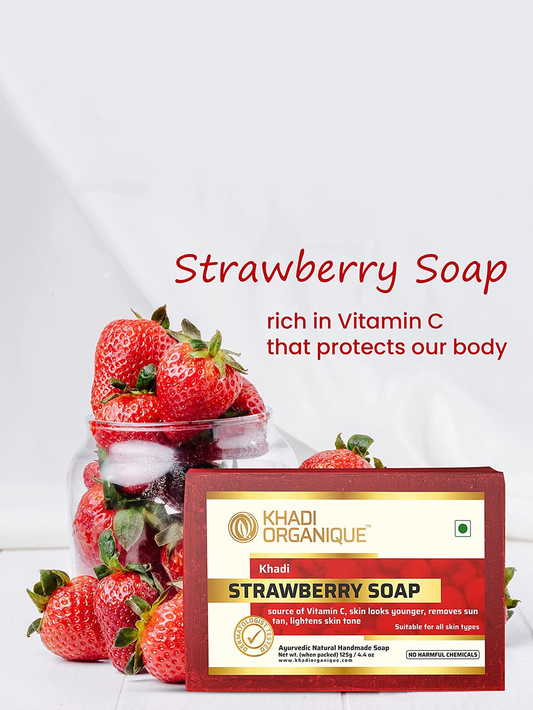 

Khadi Organique Set Of 7 Strawberry Soap 125 g, Transparent