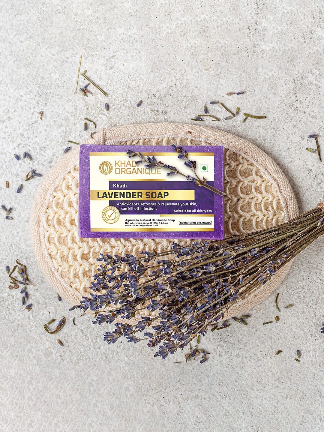 

Khadi Organique Set Of 5 Lavender Soap 125 gm Each, Transparent