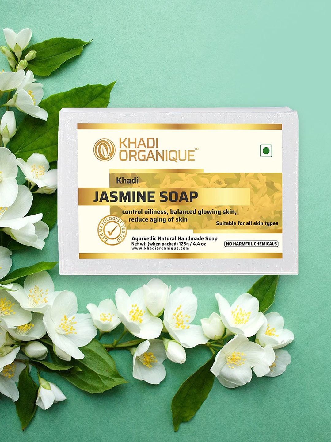 

Khadi Organique Set Of 6 Jasmine Soap 125 gm Each, Transparent