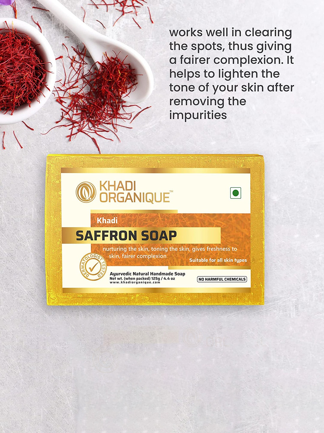 

Khadi Organique Set Of 6 Saffron Soap with Aloe Vera for All Skin Types - 125g each, Yellow