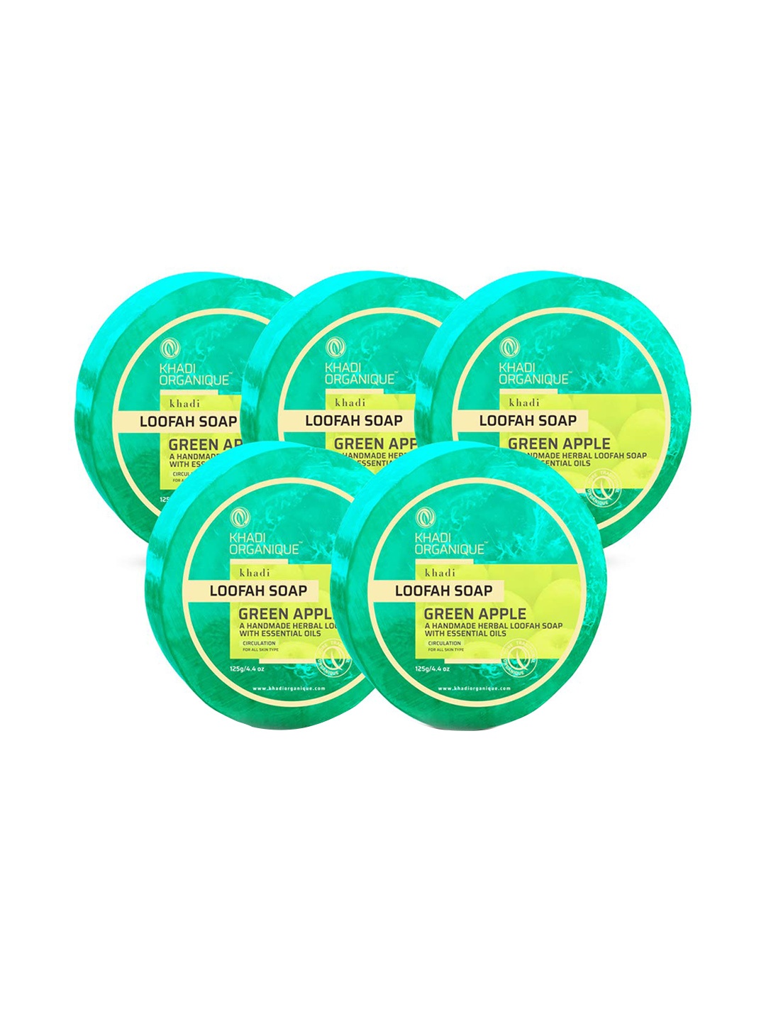 

Khadi Organique Set Of 8 Green Apple Loofah Soap, Transparent