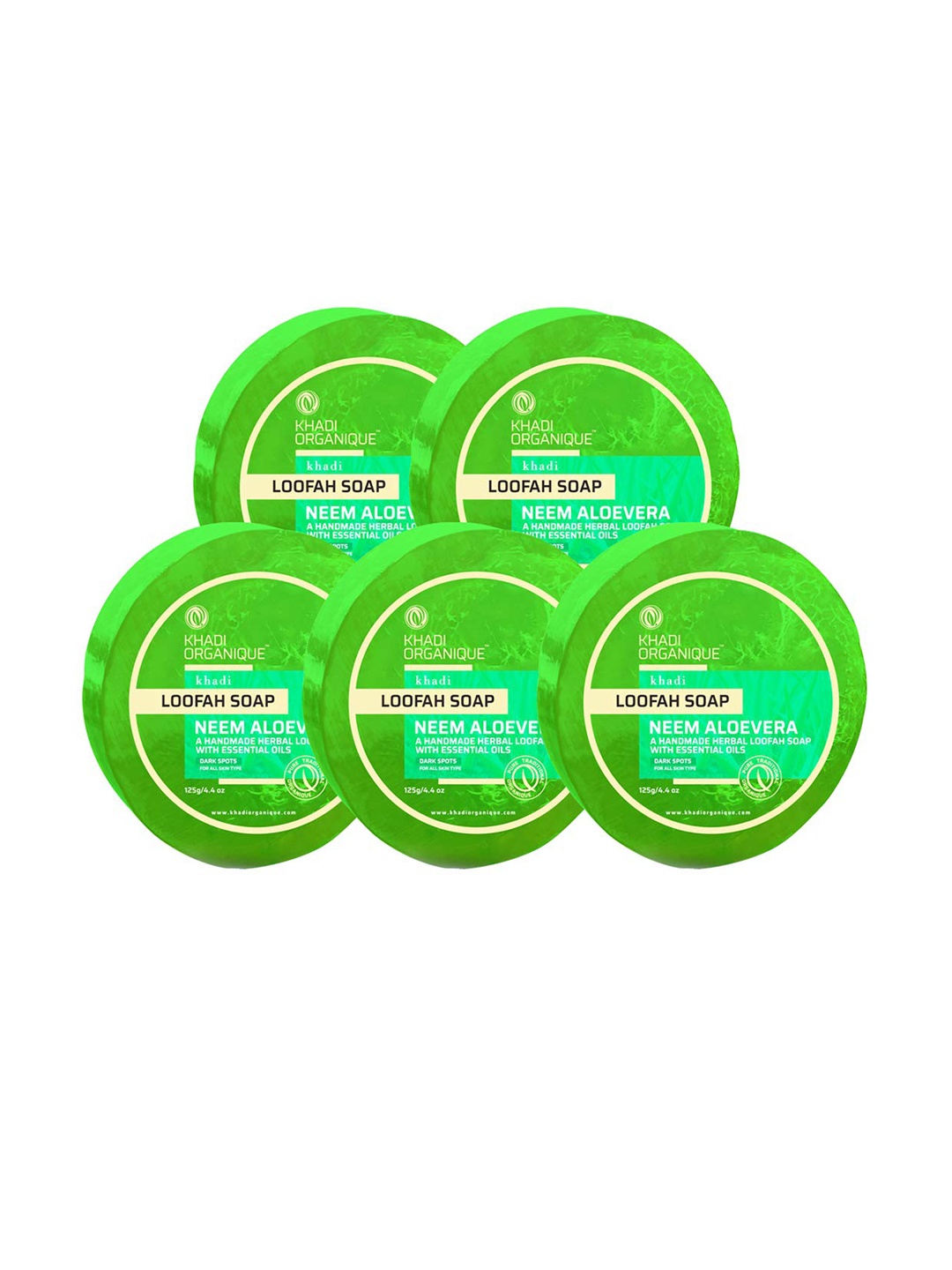 

Khadi Organique Neem Aloevera Loofah Soap 125g, Transparent