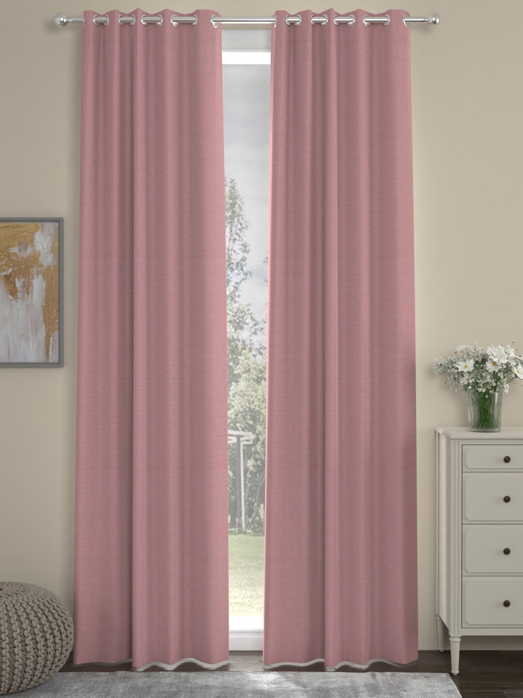 

ROSARA HOME Nude-Coloured Set of 2 Long Door Curtain