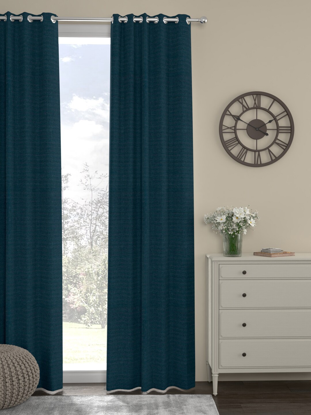 

ROSARA HOME Navy Blue Long Door Curtain