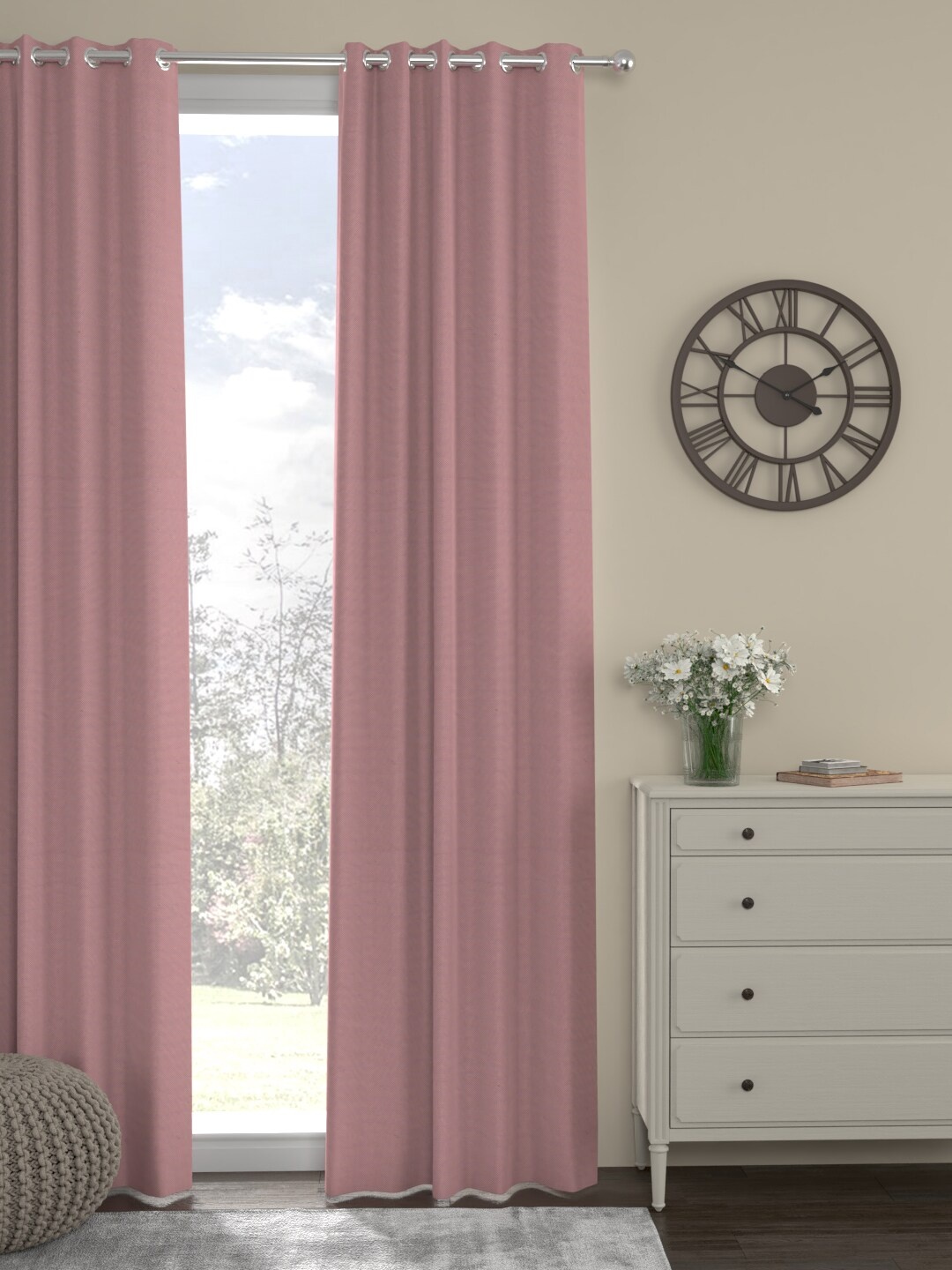 

ROSARA HOME Nude Solid Polyester Regular Long Door Curtain