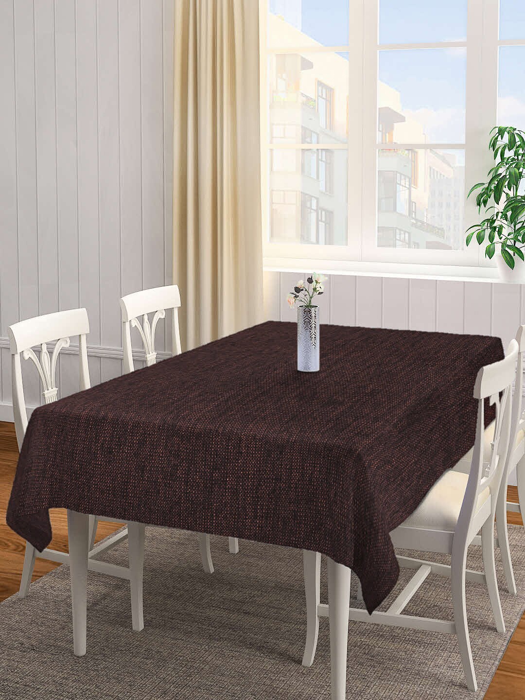 

KLOTTHE 6 Seater Woven-Design Table Cover, Maroon
