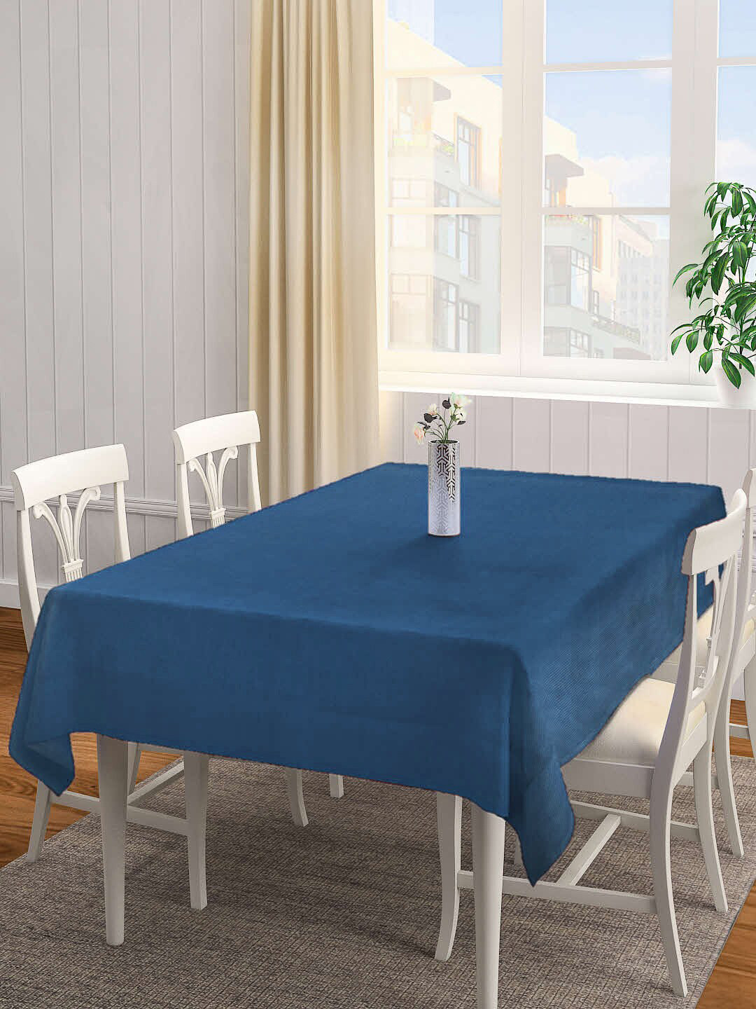 

KLOTTHE 6 Seater Woven-Design Table Cover, Blue