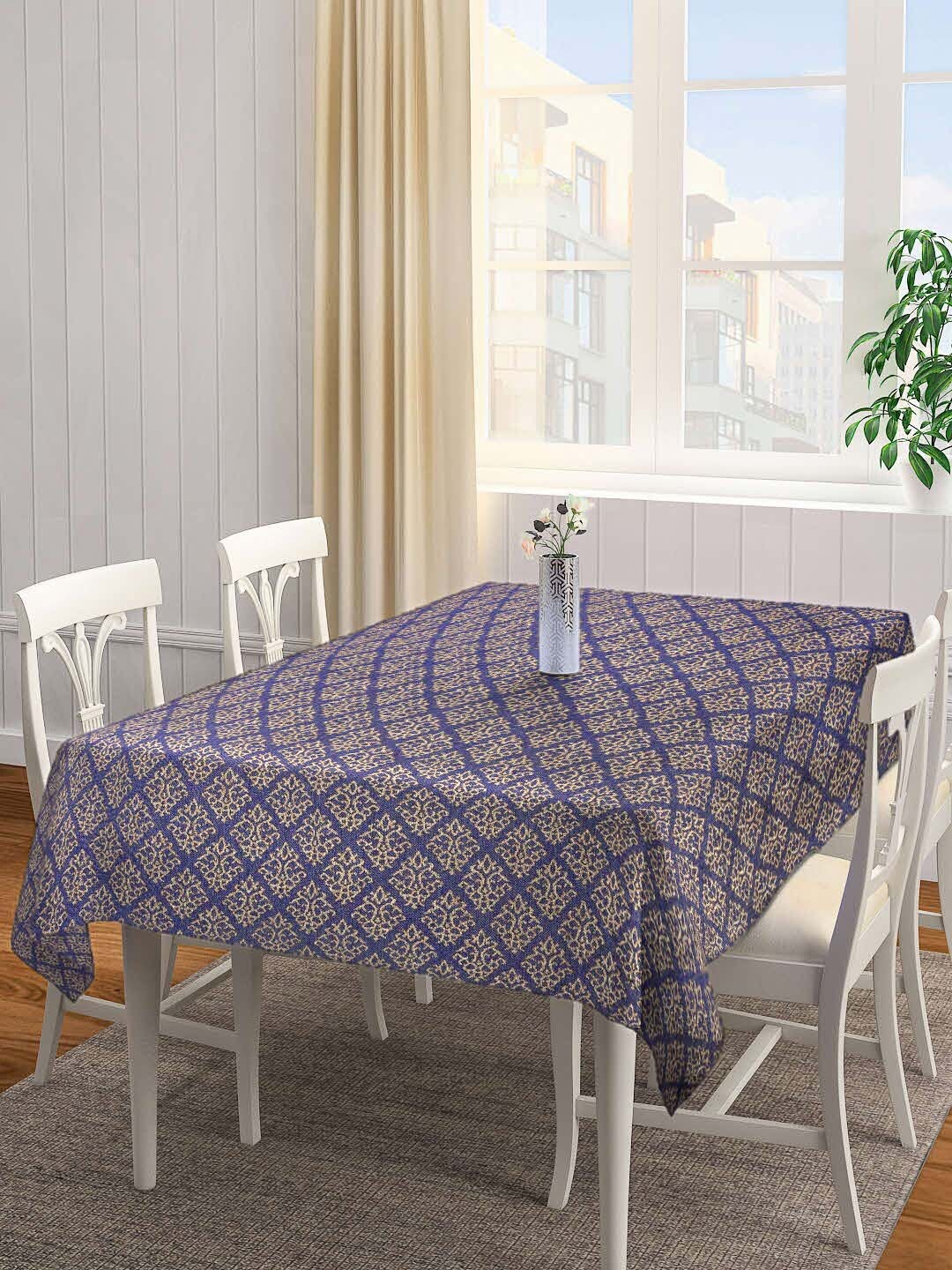 

KLOTTHE 6 Seater Woven-design Table Cover, Blue