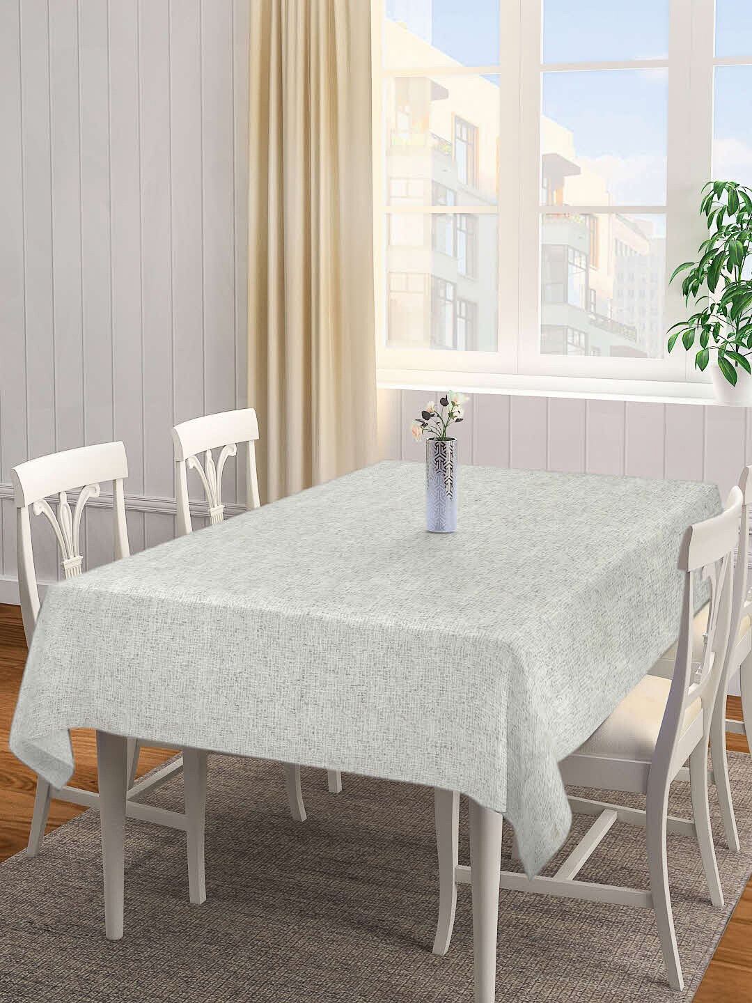 

KLOTTHE Woven Design 6 Seater Rectangular Table Cover, White