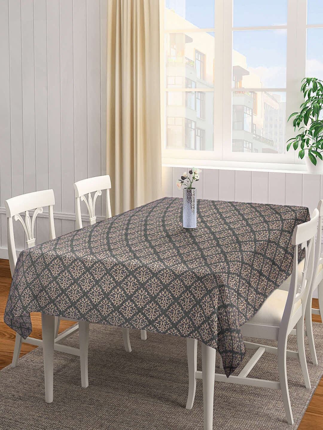 

KLOTTHE Woven Design 6 Seater Rectangular Table Cover, Brown