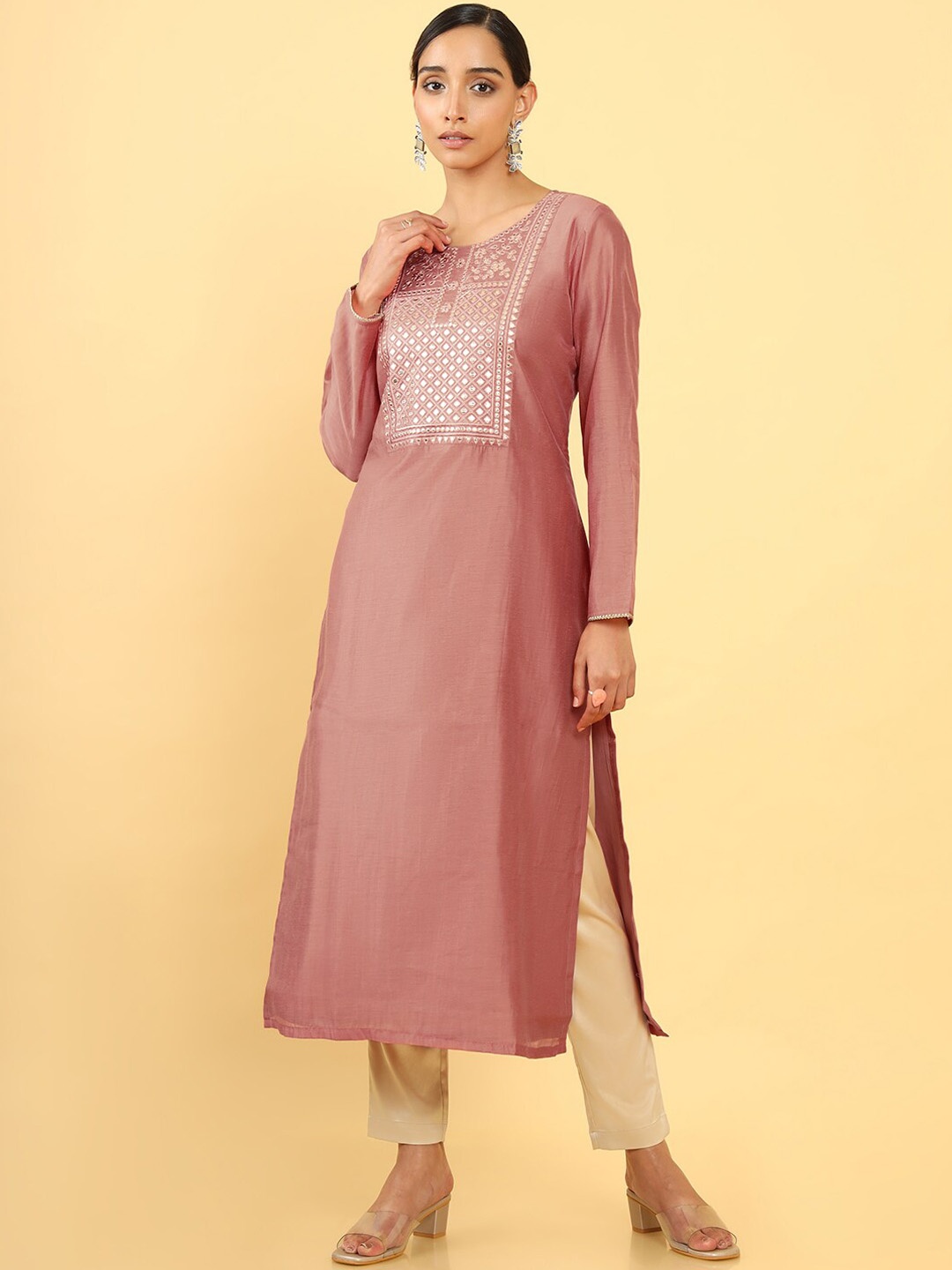 

Soch Women Geometric Embroidered Kurta, Rust