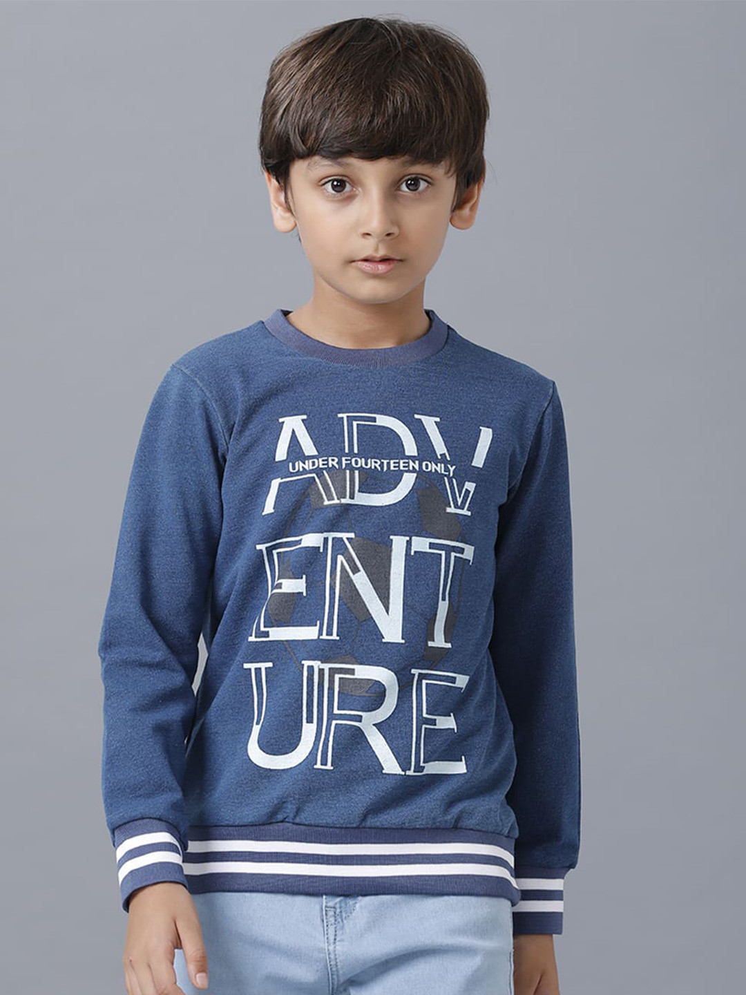 

UNDER FOURTEEN ONLY Boys Blue Typography Printed T-shirt