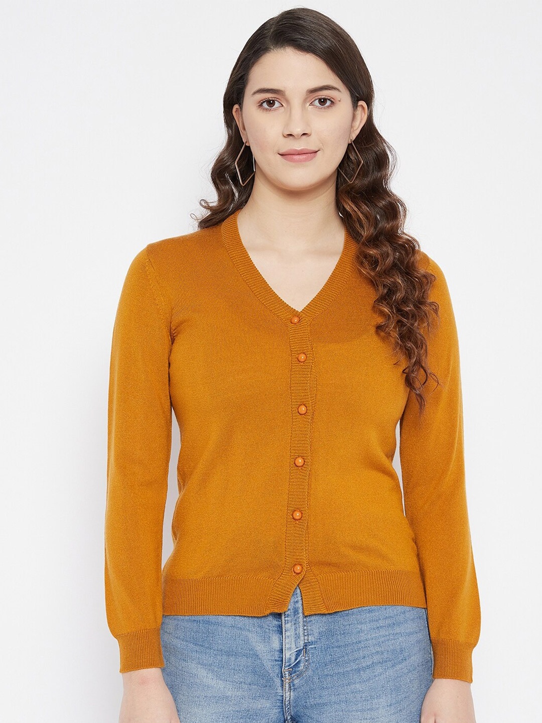 

Zigo Women Mustard Ribbed Cardigan