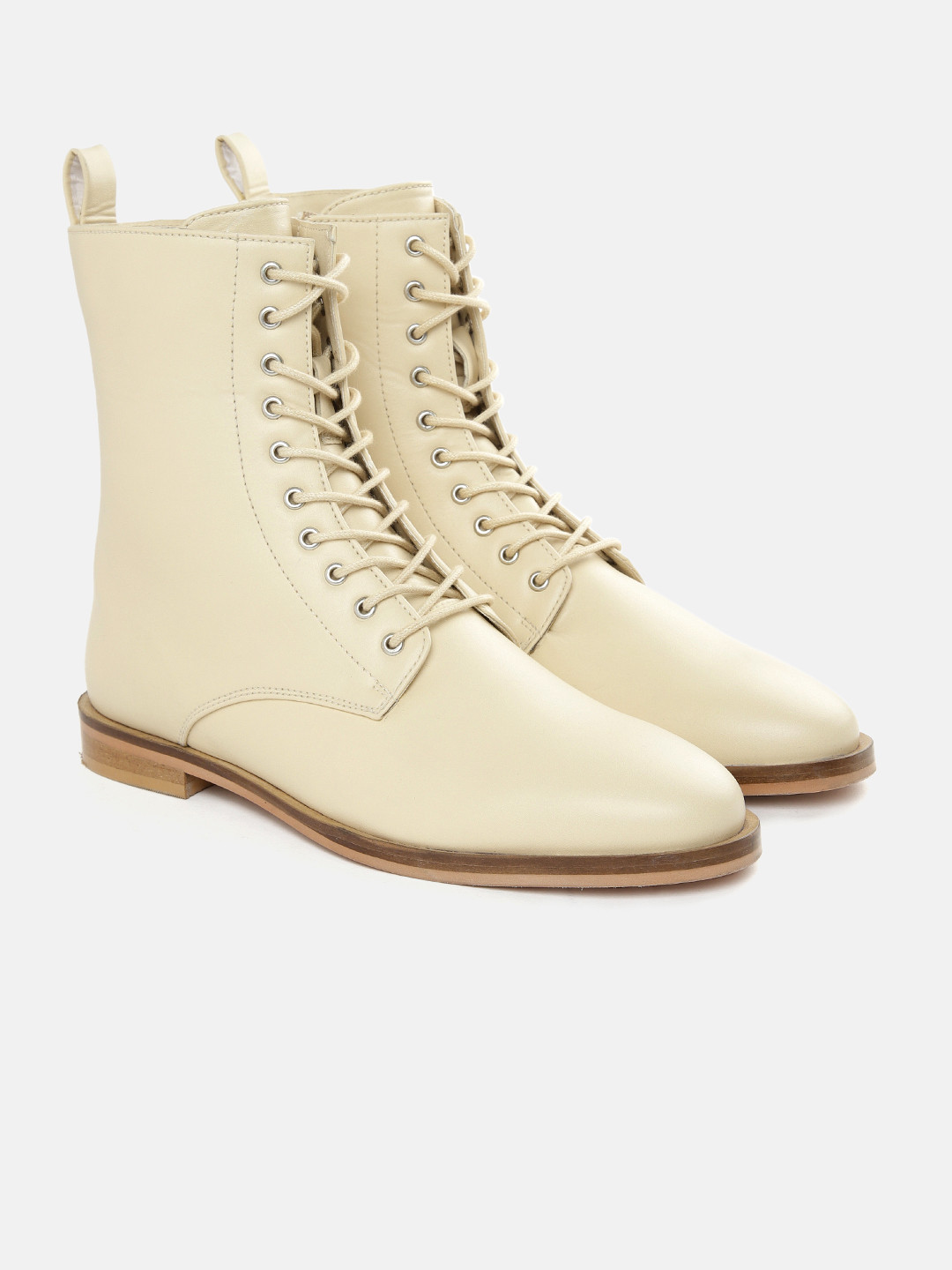 

Nautica Women Cream Coloured Solid Mid-Top Regular Boots