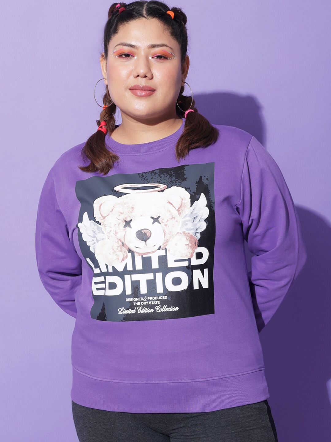 

BEYOUND SIZE - THE DRY STATE Women Printed Sweatshirt, Purple