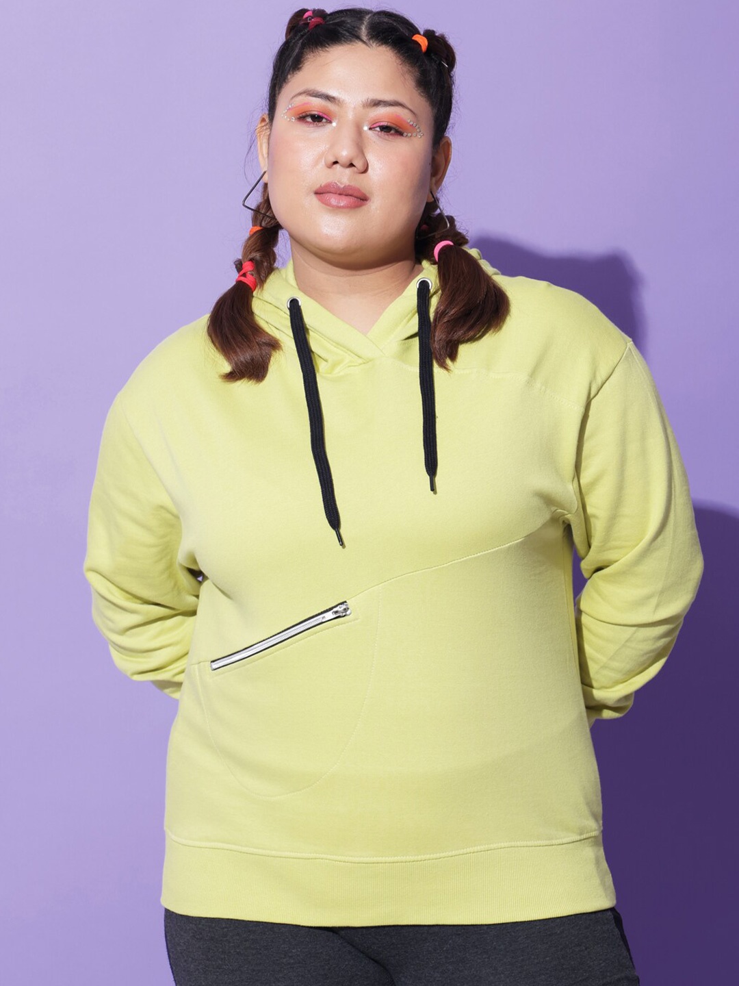 

BEYOUND SIZE - THE DRY STATE Women Hooded Sweatshirt, Lime green