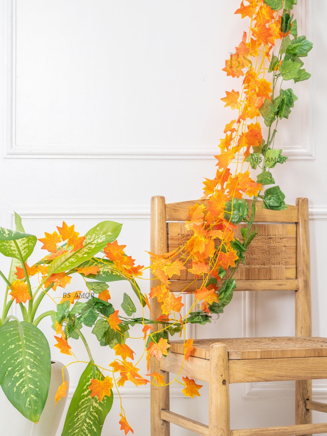 

BS AMOR Set Of 8 Creepers Artificial Flowers and Plants, Orange