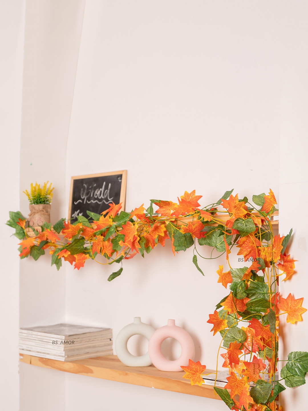 

BS AMOR Set Of 10 Maple Creepers With Leaves Hanging Plants, Orange
