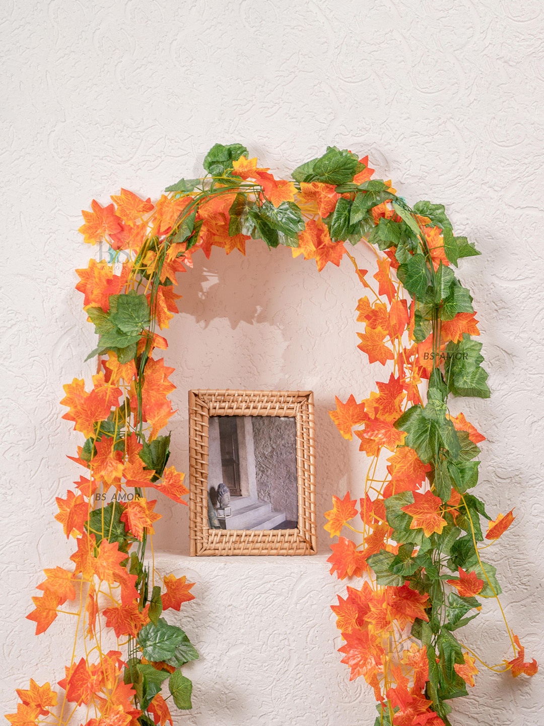 

BS AMOR Set Of 16 Creepers Artificial Flowers and Plants, Orange