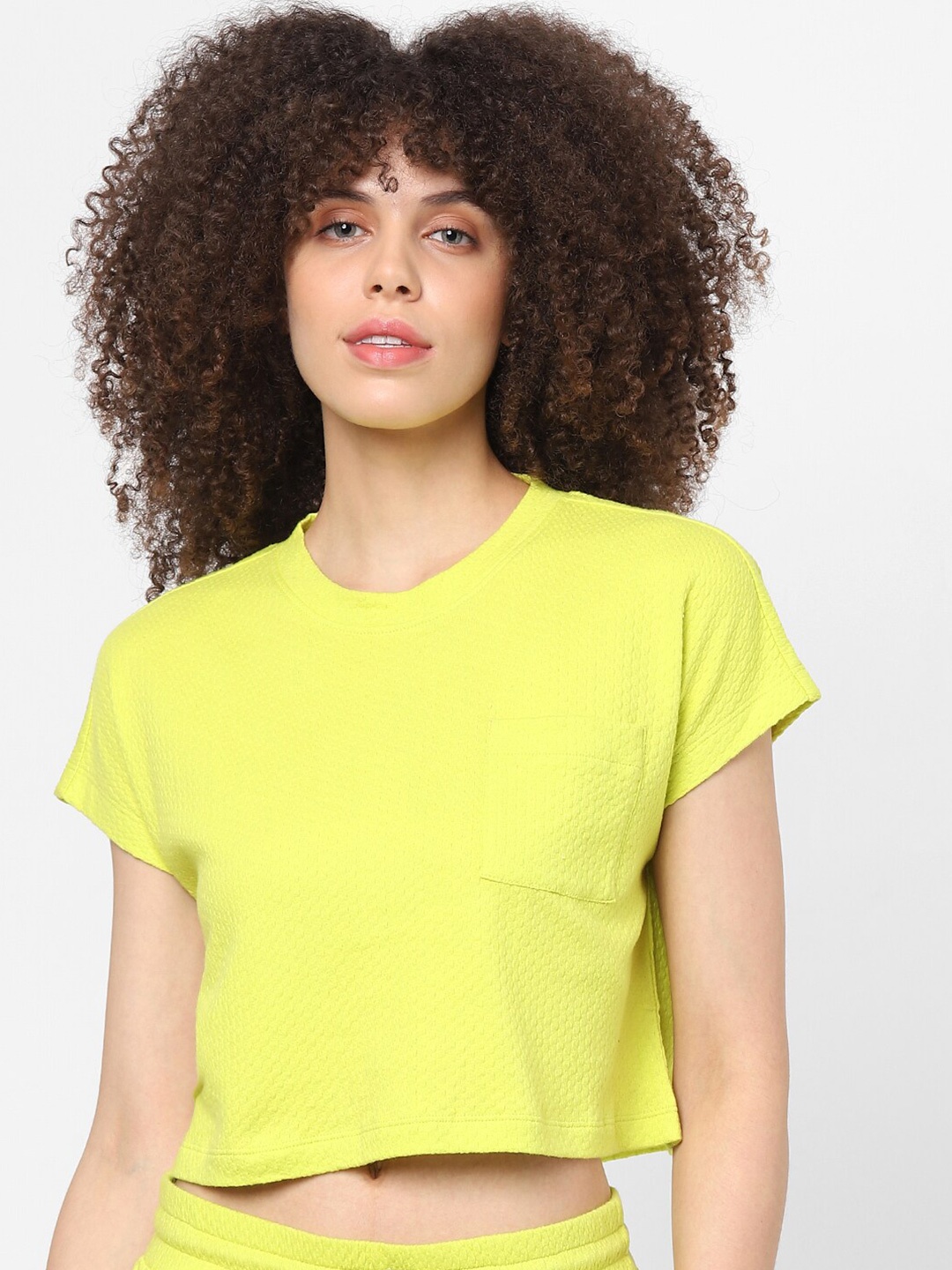 

ONLY Women Lime Green Solid Crop Top