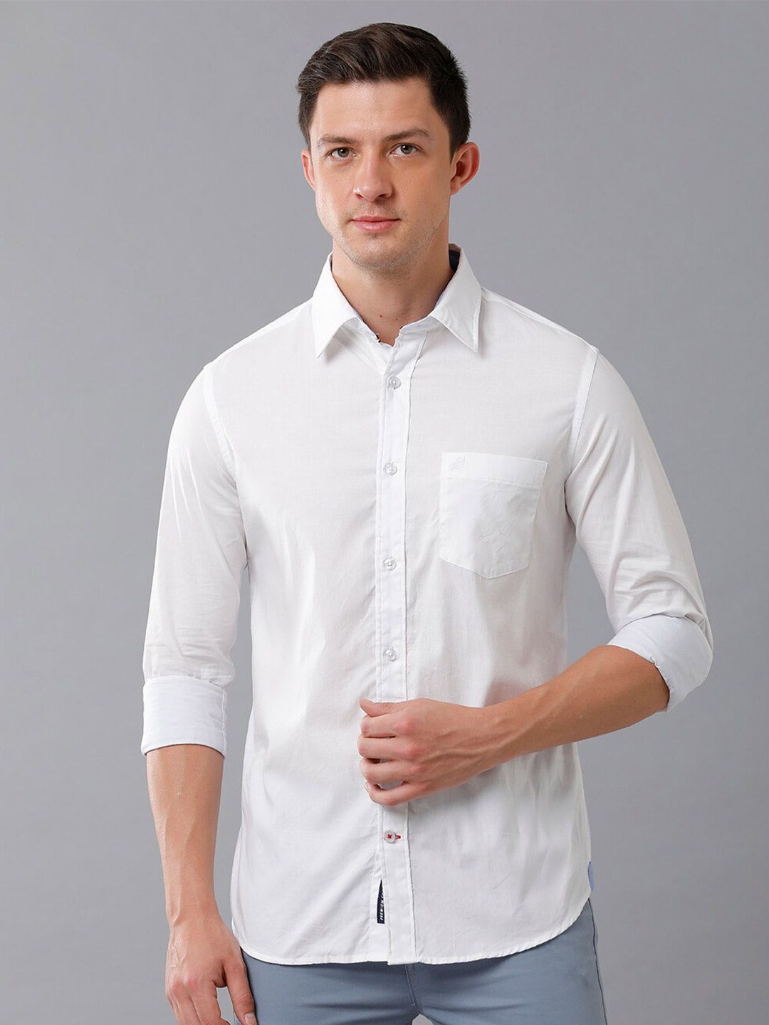 

Double Two Men White Slim Fit Casual Shirt