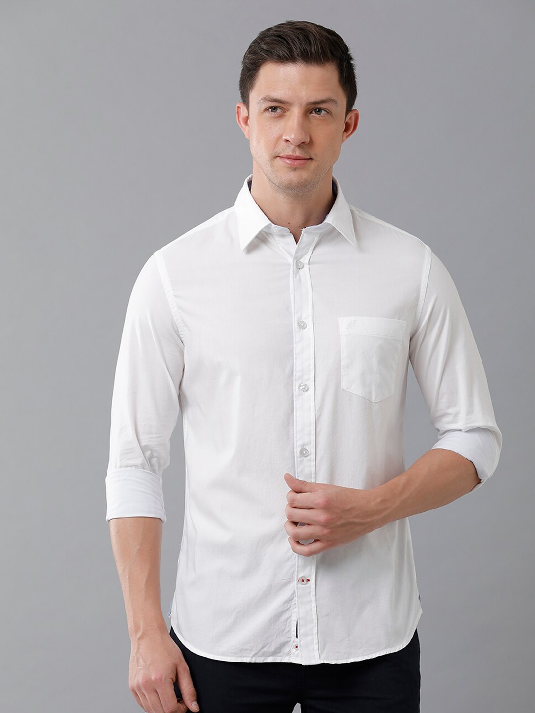 

Double Two Men Slim Fit Formal Shirt, White