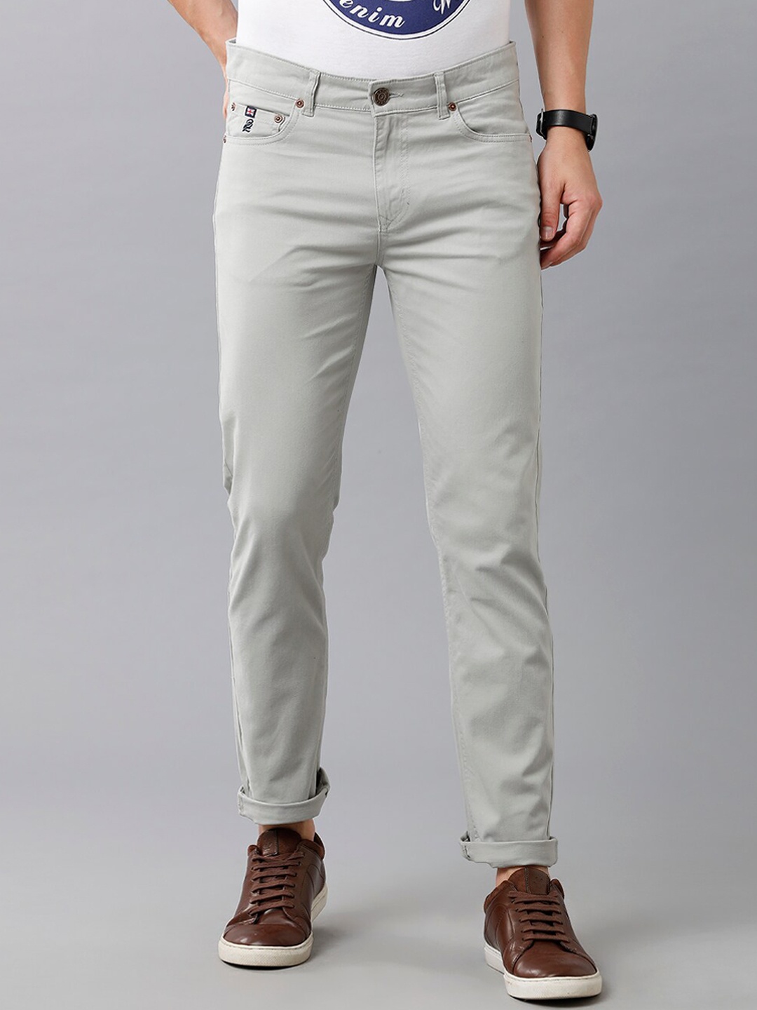 

Double Two Men Green Smart Slim Fit Low-Rise Trouser