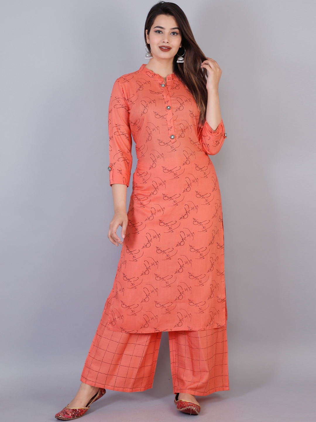 

KALINI Women Printed Kurta with Palazzo, Orange