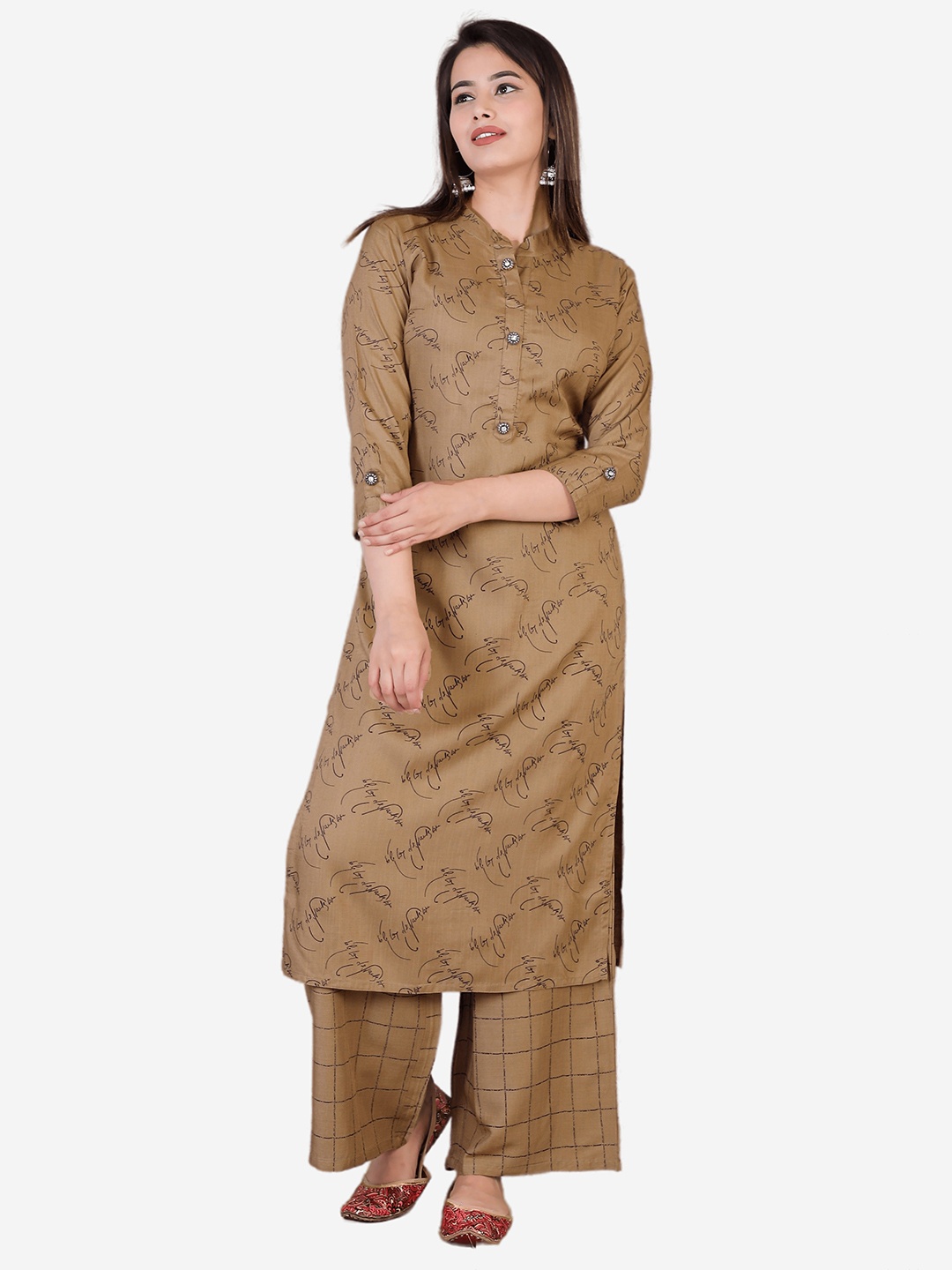 

KALINI Women Printed Kurta with Palazzo, Brown