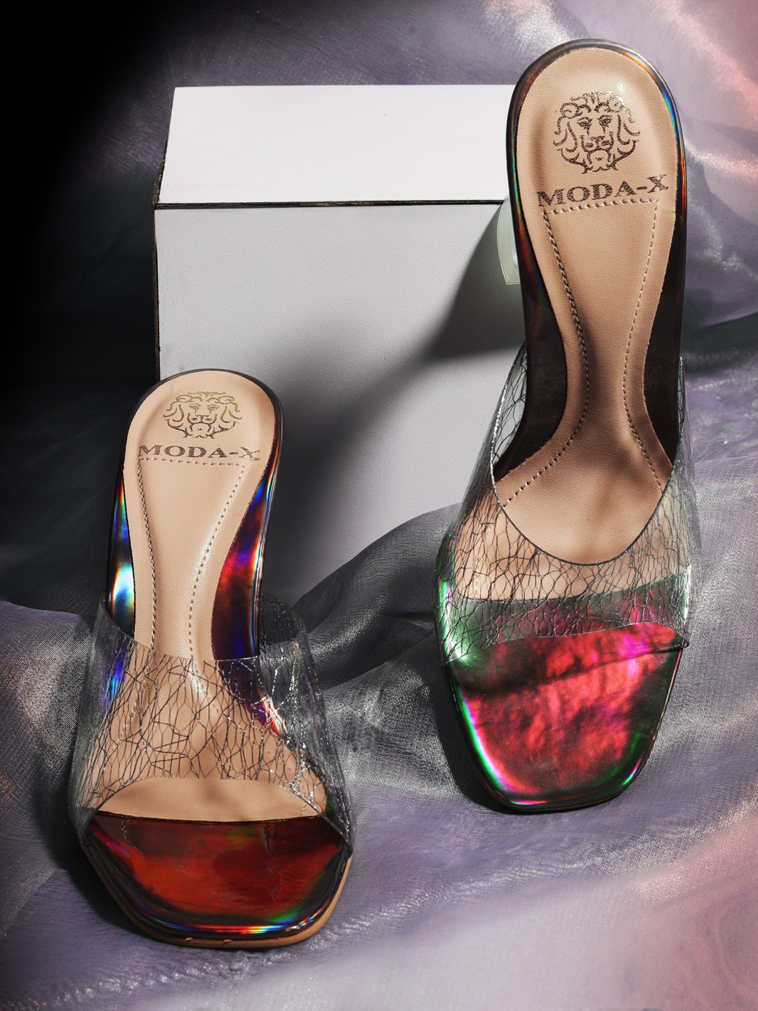 

MODA-X Silver-Toned Wedge Mules