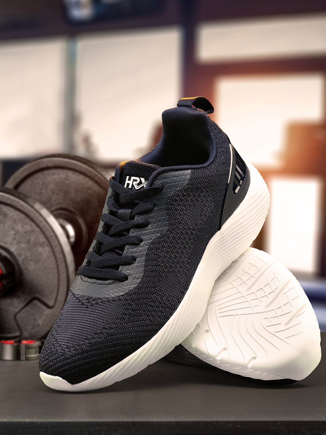

HRX by Hrithik Roshan Men Navy Blue Solid Woven Design Sneakers