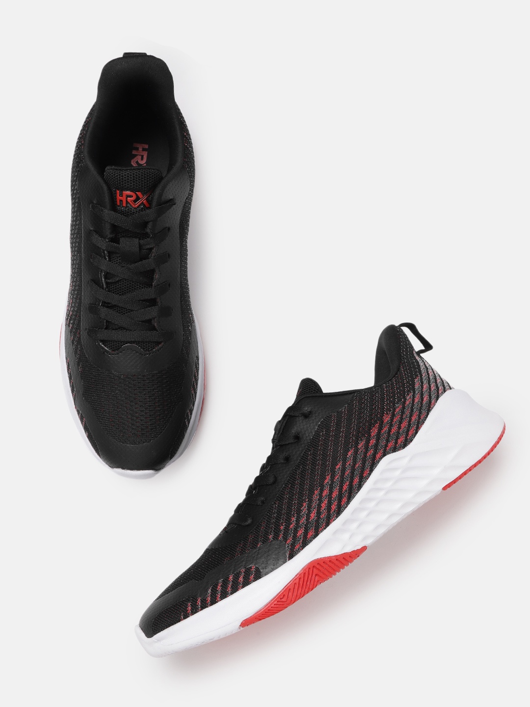 

HRX by Hrithik Roshan Men Black & Red Woven Design Sneakers