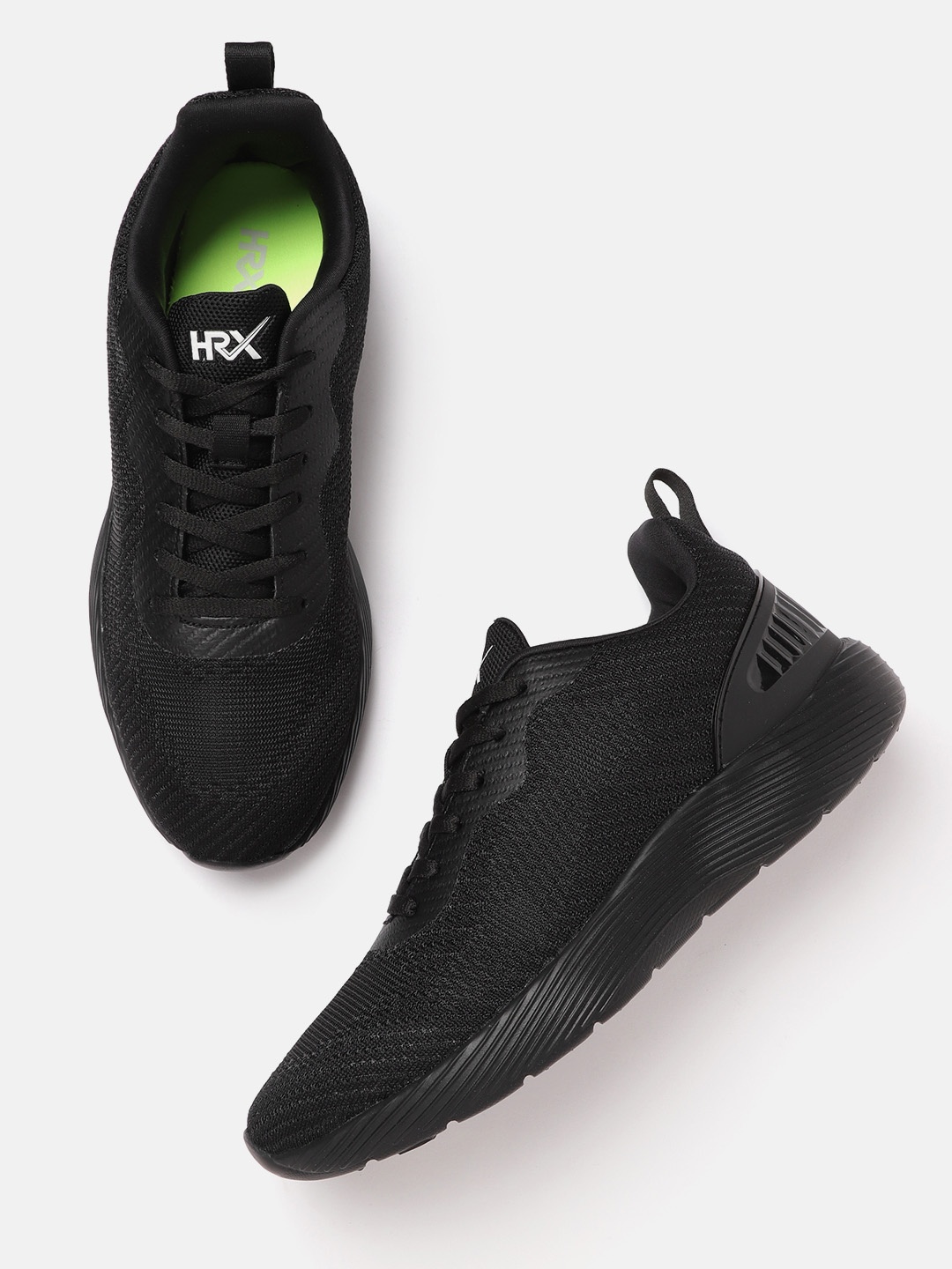 

HRX by Hrithik Roshan Men Black Woven Design Sneakers