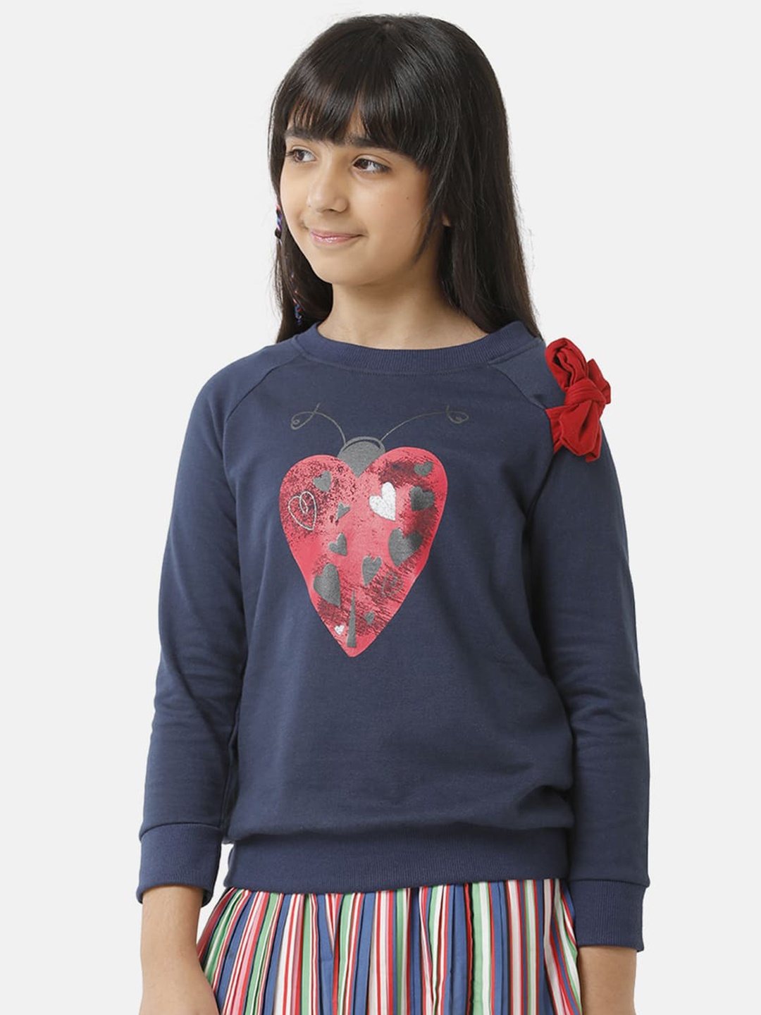 

UNDER FOURTEEN ONLY Girls Printed Sweatshirt, Blue