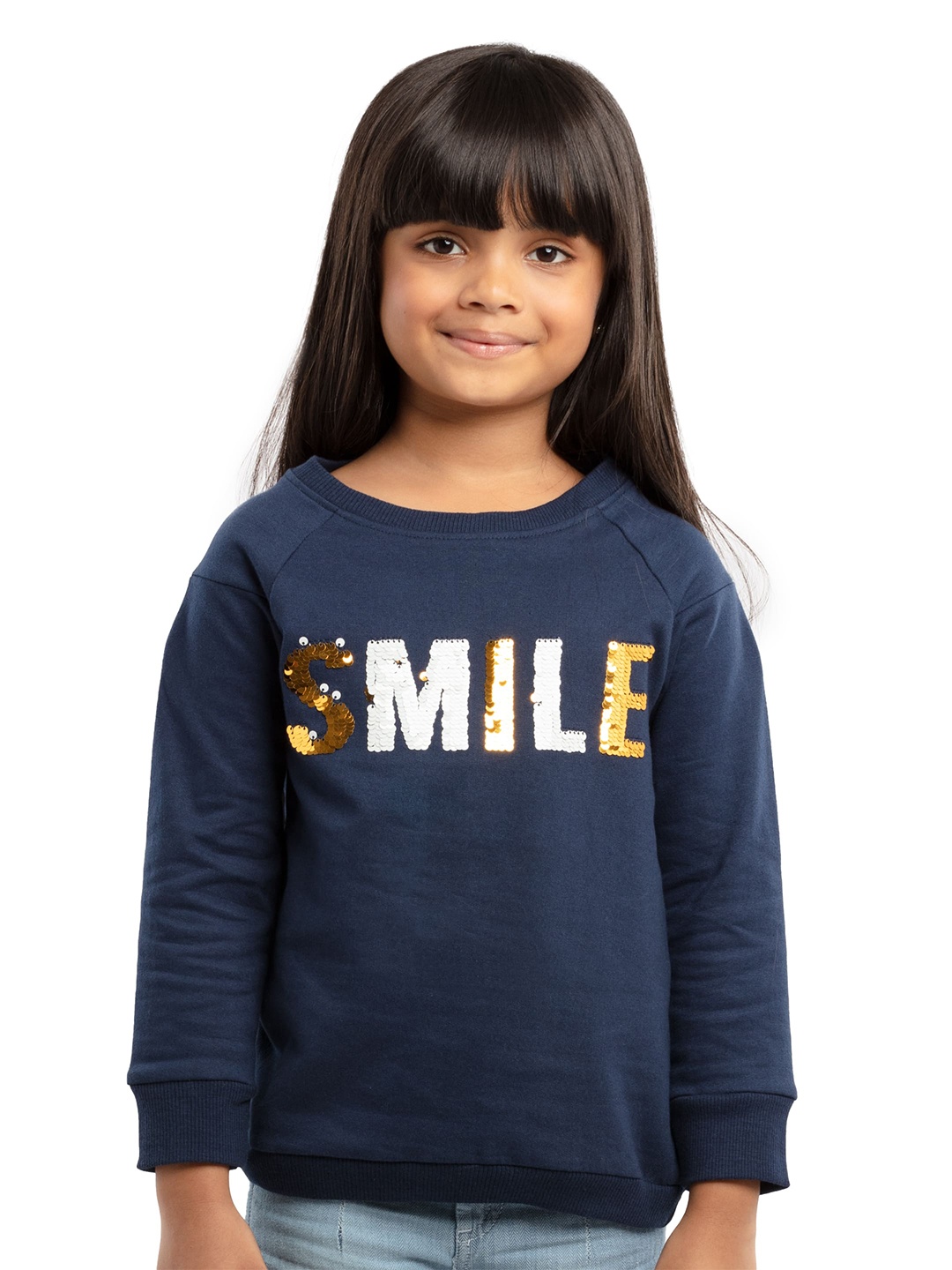 

UNDER FOURTEEN ONLY Girls Embellished Sweatshirt, Navy blue