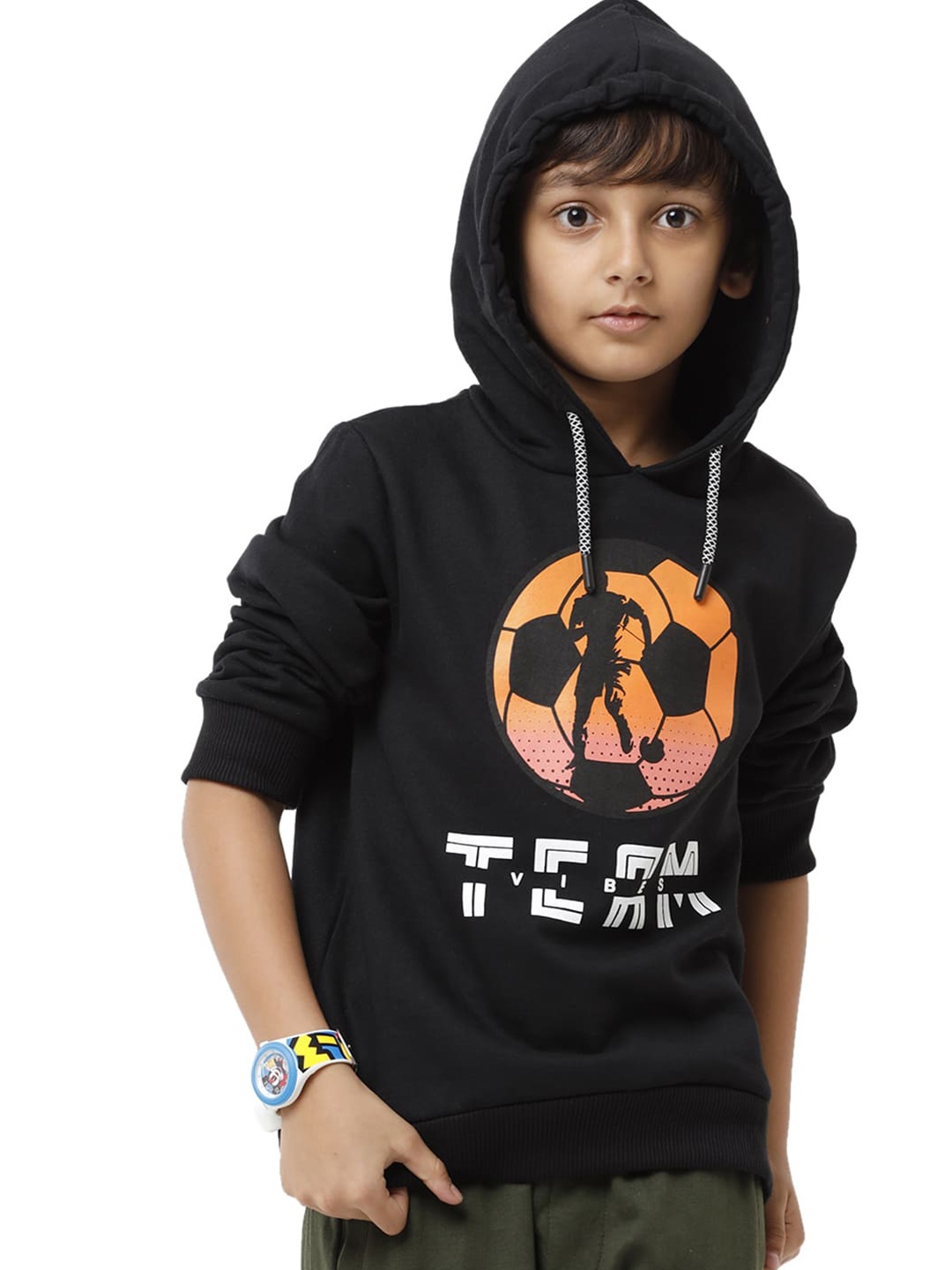 

UNDER FOURTEEN ONLY Boys Printed Sweatshirt, Black