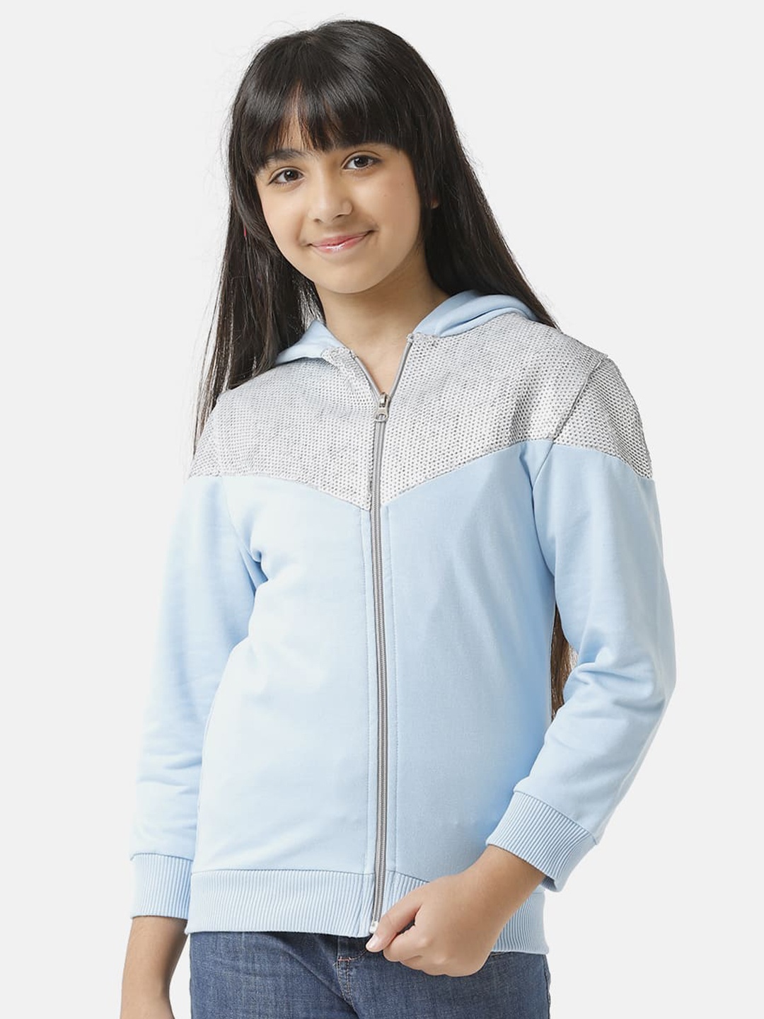 

UNDER FOURTEEN ONLY Girls Colourblocked Sweatshirt, Blue