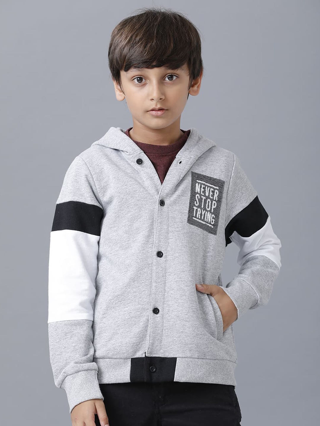 

UNDER FOURTEEN ONLY Boys Colourblocked Sweatshirt, Grey