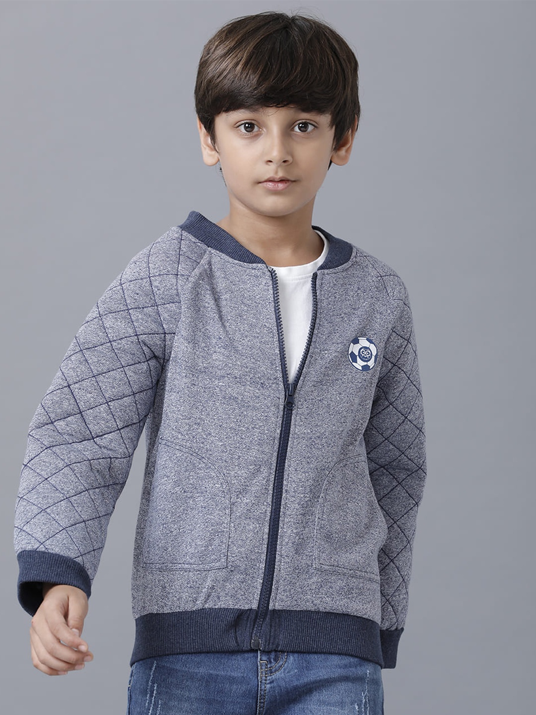 

UNDER FOURTEEN ONLY Boys Colourblocked Sweatshirt, Grey